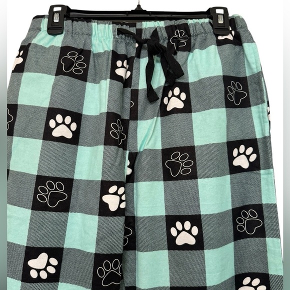 Paw Print Buffalo Plaid Flannel Lounge PJ Pants - Picture 6 of 10